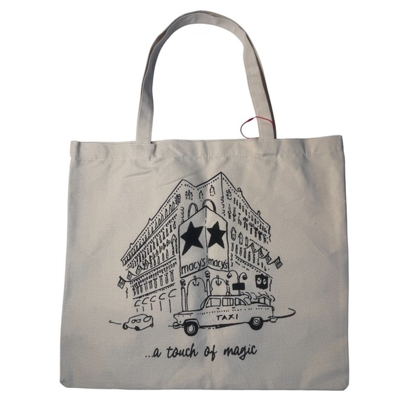 Macy's Handbags - NEW Macys A Touch of Magic NYC‎ Canvas Tote Bag On 34th Taxi City Sketch Graphic